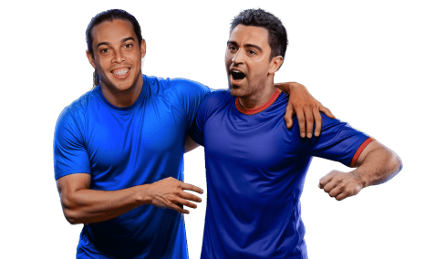 Promoción de Pago Anticipado de Boomerang Bet, jugadores celebrando un gol.