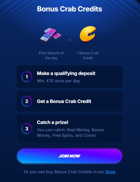 Juego Bonus Crab de Boomerang para ganar premios